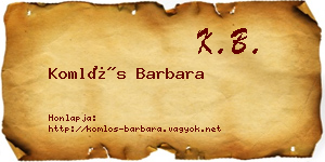 Komlós Barbara névjegykártya